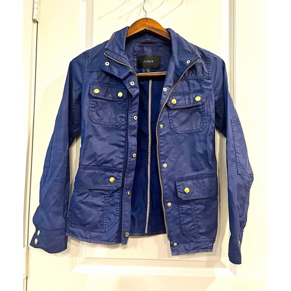 J. Crew Jackets & Blazers - J.CREW Women Blue Utility Jacket Size 2XS Short Full Zip Snap Front Pockets 0051